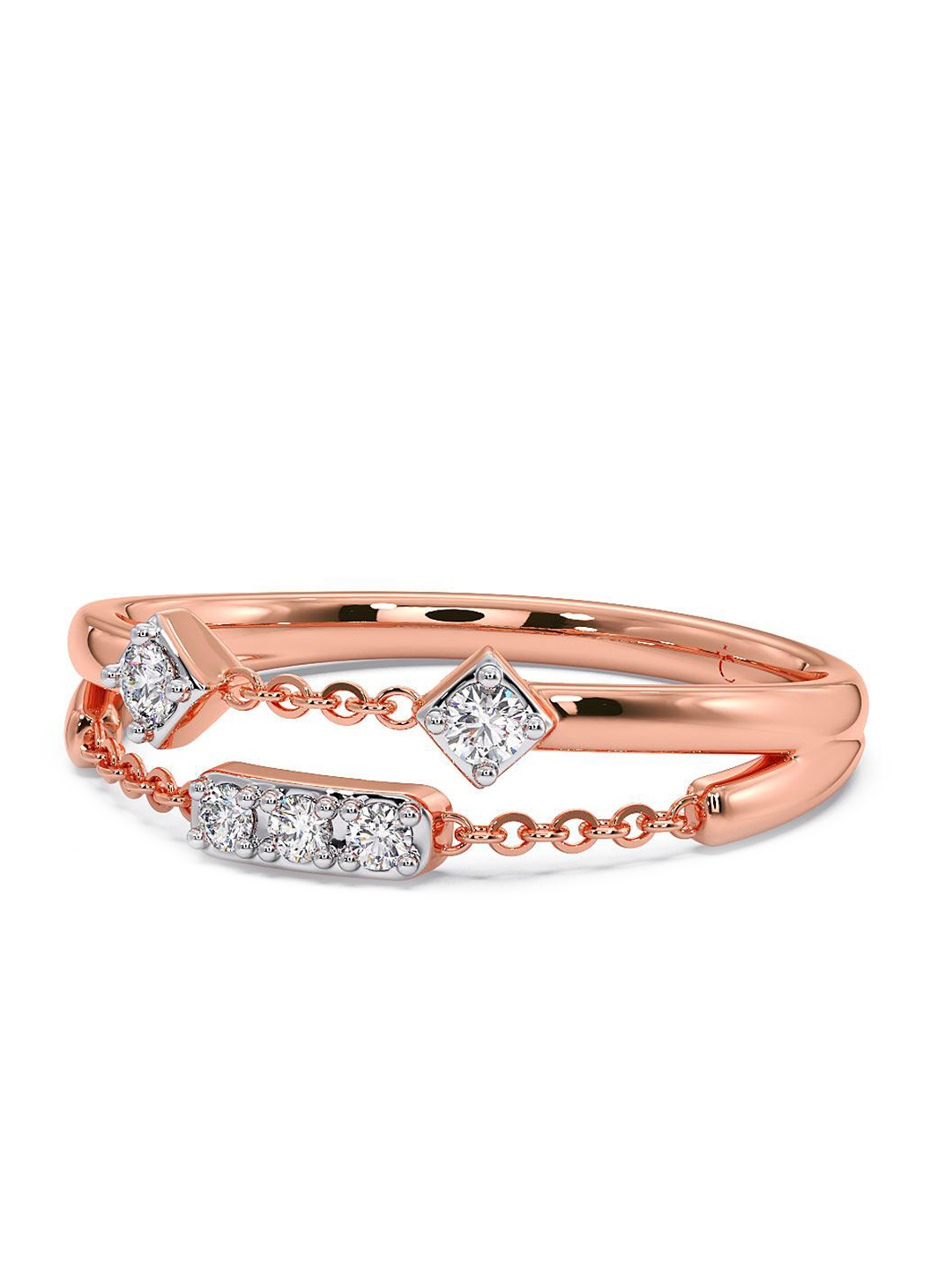 

CANDERE A KALYAN JEWELLERS COMPANY CZ Studded 14KT Rose Gold Finger Ring-2.13g
