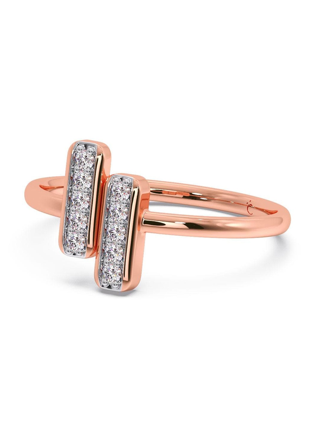 

CANDERE A KALYAN JEWELLERS COMPANY CZ Studded 14KT Rose Gold Finger Ring 1.58 g