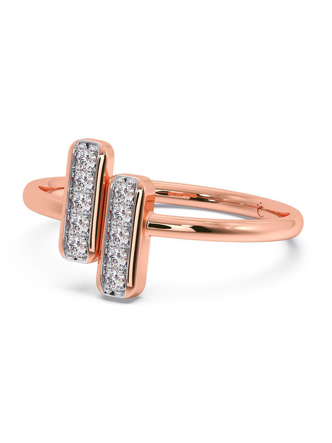 

CANDERE A KALYAN JEWELLERS COMPANY CZ Studded 14KT Rose Gold Ring-1.63 g