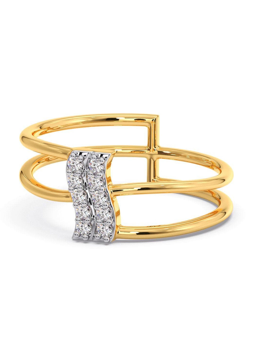 

CANDERE A KALYAN JEWELLERS COMPANY Cubic Zirconia Studded 14KT Gold Finger Ring-2.0gm