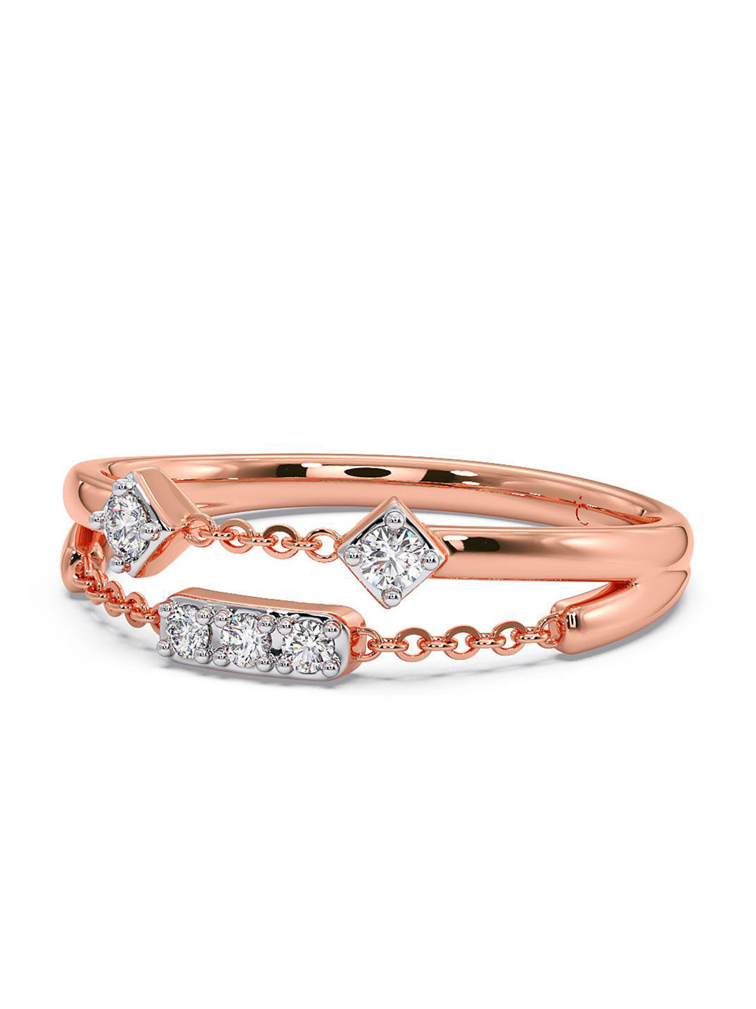 

CANDERE A KALYAN JEWELLERS COMPANY 14KT Rose Gold Diamond Finger Ring-1.7gm