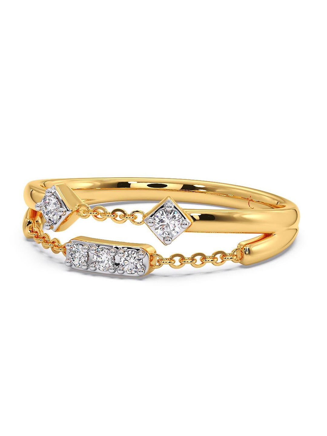 

CANDERE A KALYAN JEWELLERS COMPANY Cubic Zirconia Studded 14KT Gold Finger Ring-2.11 g