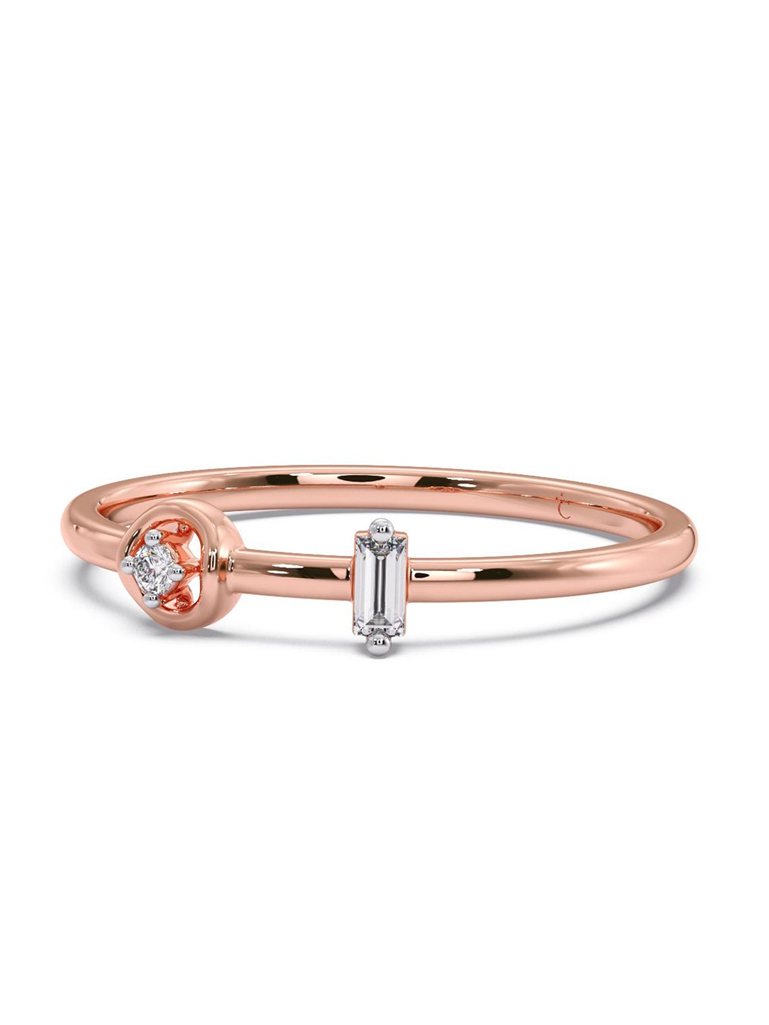 

CANDERE A KALYAN JEWELLERS COMPANY Cubic Zirconia Studded 14KT Rose Gold Finger Ring-1.29g