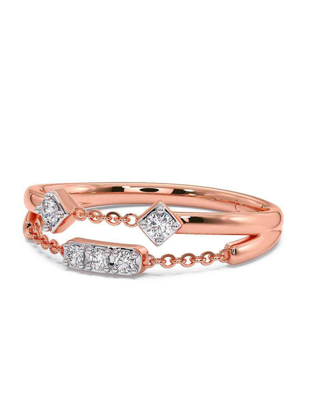 

CANDERE A KALYAN JEWELLERS COMPANY 18KT Rose Gold Diamond Finger Ring-2.41gm