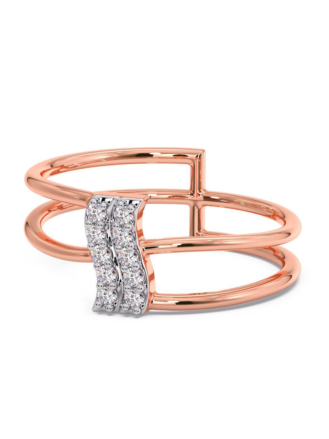 

CANDERE A KALYAN JEWELLERS COMPANY 18KT Rose Gold Diamond Finger Ring-2.16 g