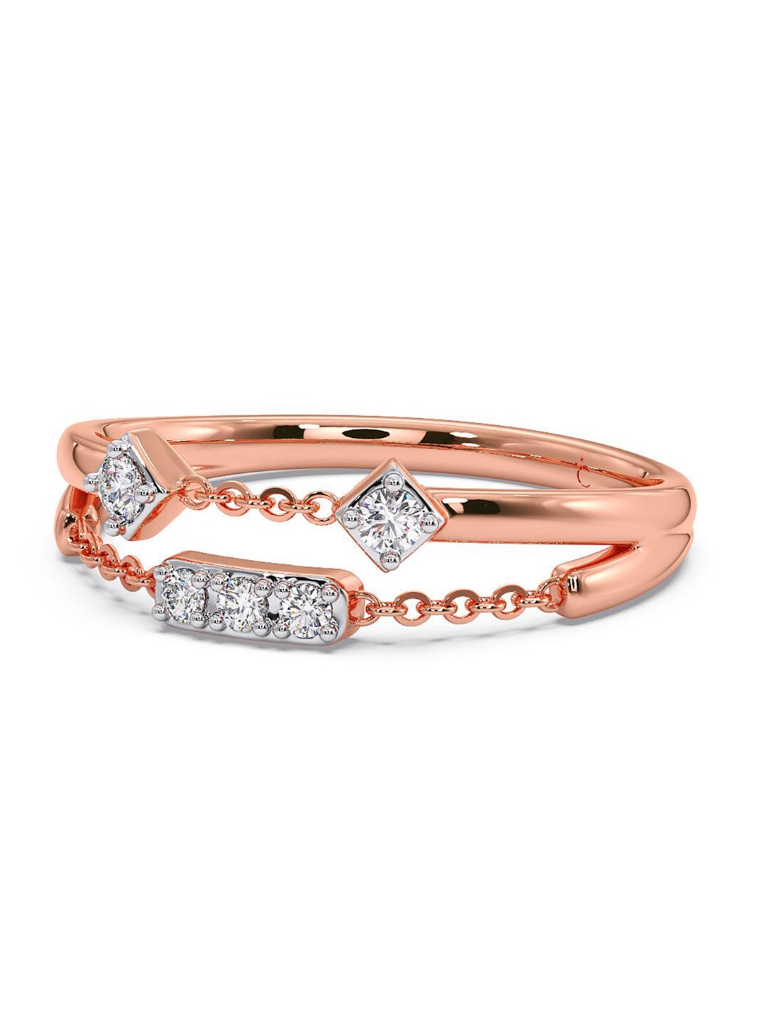 

CANDERE A KALYAN JEWELLERS COMPANY CZ Studded 14KT Rose Gold Ring- 2.09 g