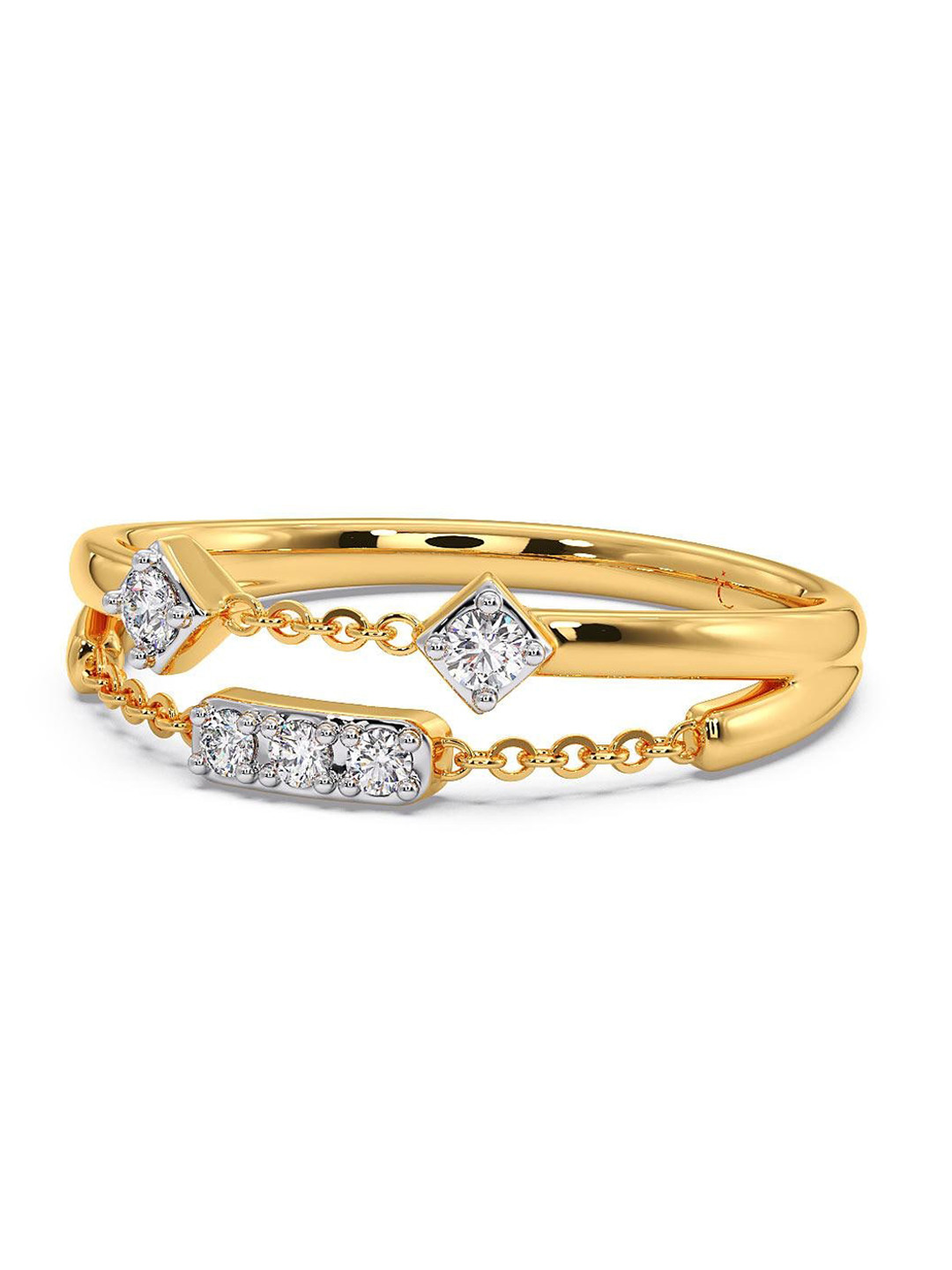 

CANDERE A KALYAN JEWELLERS COMPANY CZ Studded 14KT Gold Ring- 1.84 g