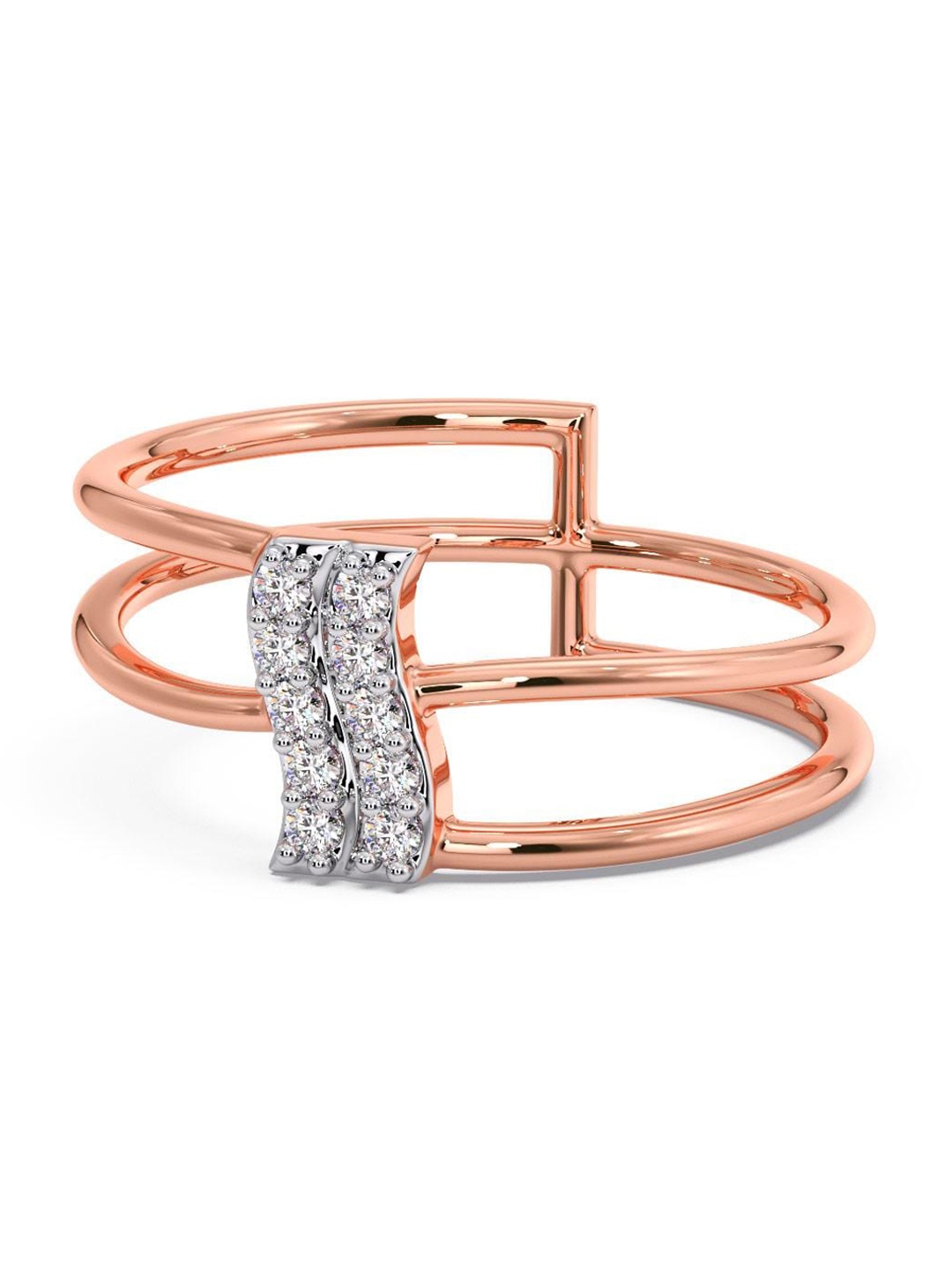 

CANDERE A KALYAN JEWELLERS COMPANY 18KT Rose Gold Diamond Finger Ring-2.28gm