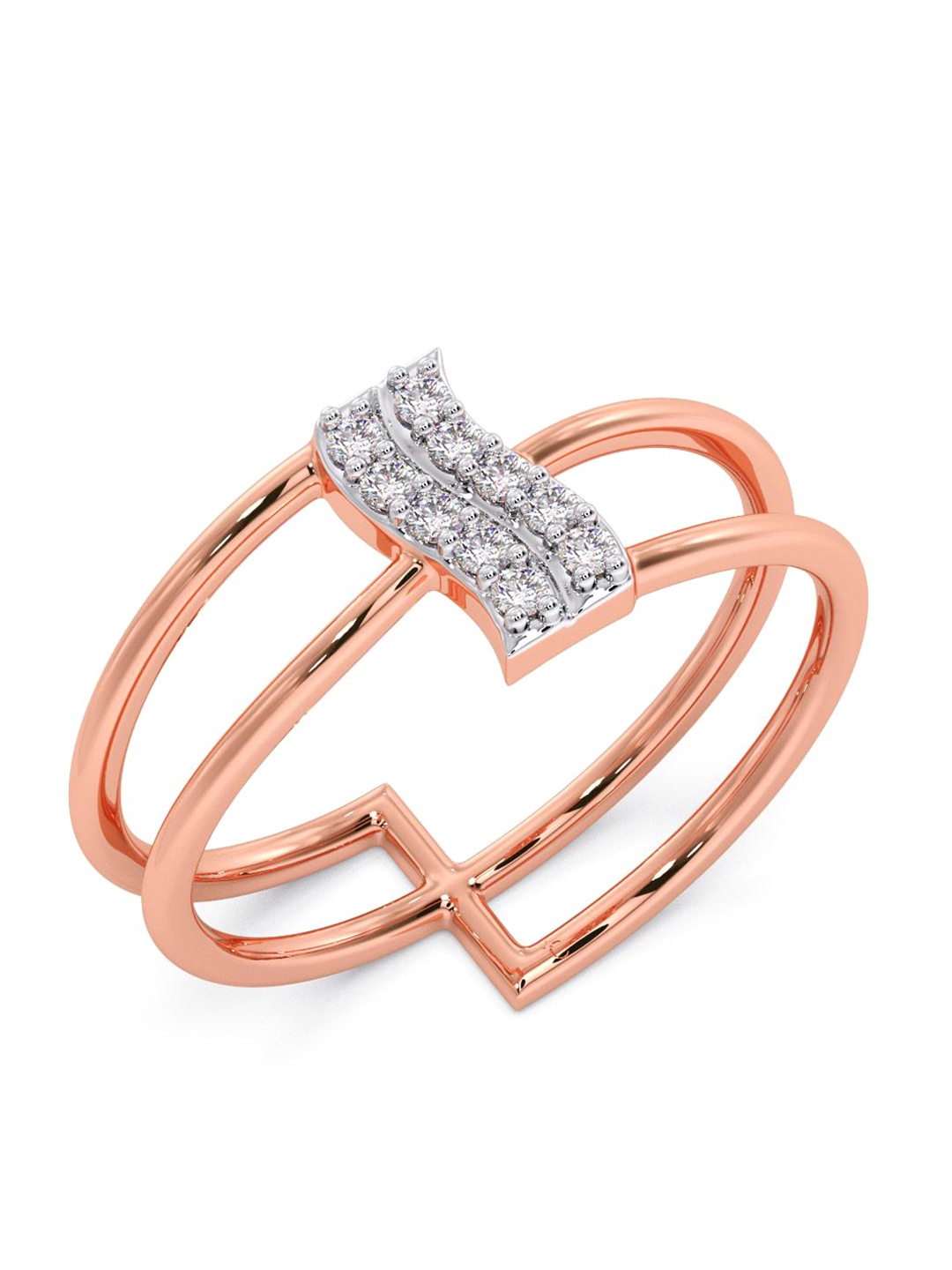 

CANDERE A KALYAN JEWELLERS COMPANY CZ Studded 14KT Rose Gold Ring 1.94 g