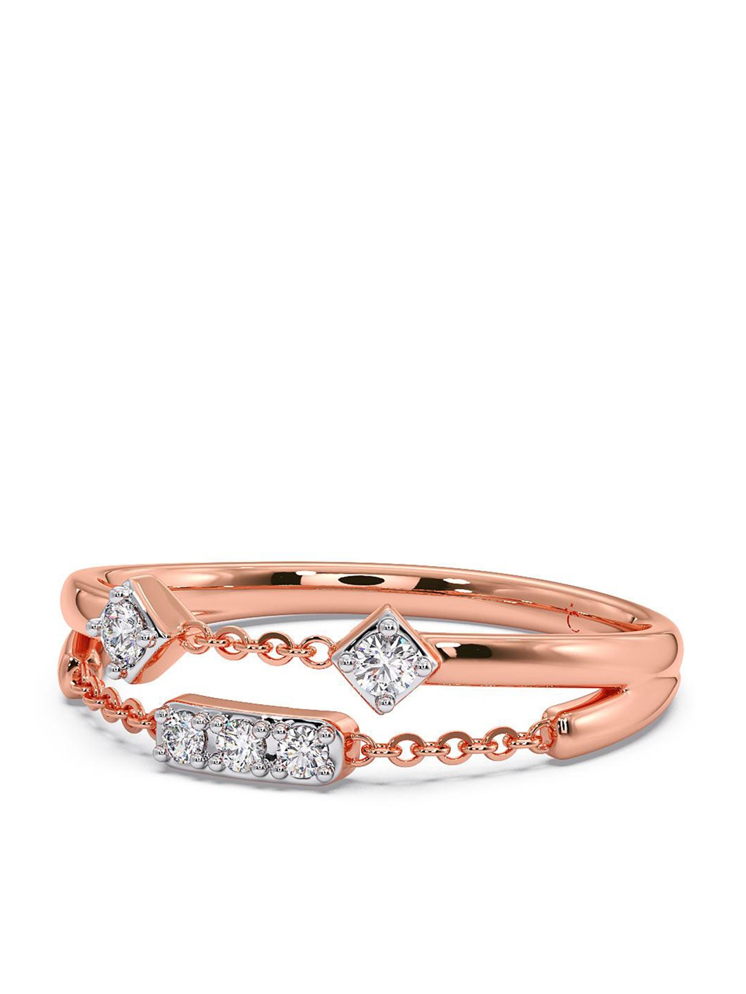 

CANDERE A KALYAN JEWELLERS COMPANY CZ Studded 14KT Rose Gold Ring- 2.29 gm