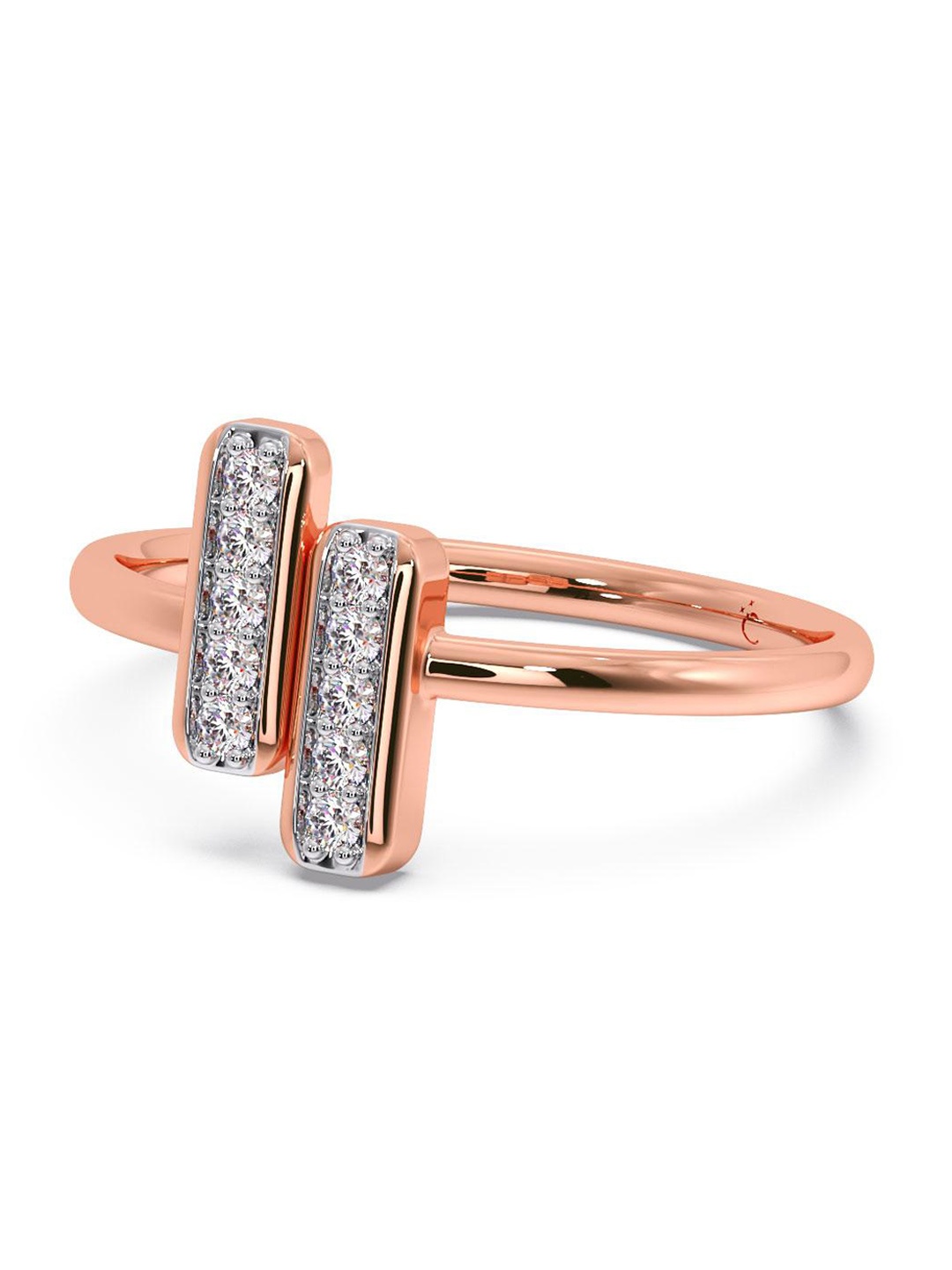 

CANDERE A KALYAN JEWELLERS COMPANY CZ Studded 14KT Rose Gold Ring-2.19gm