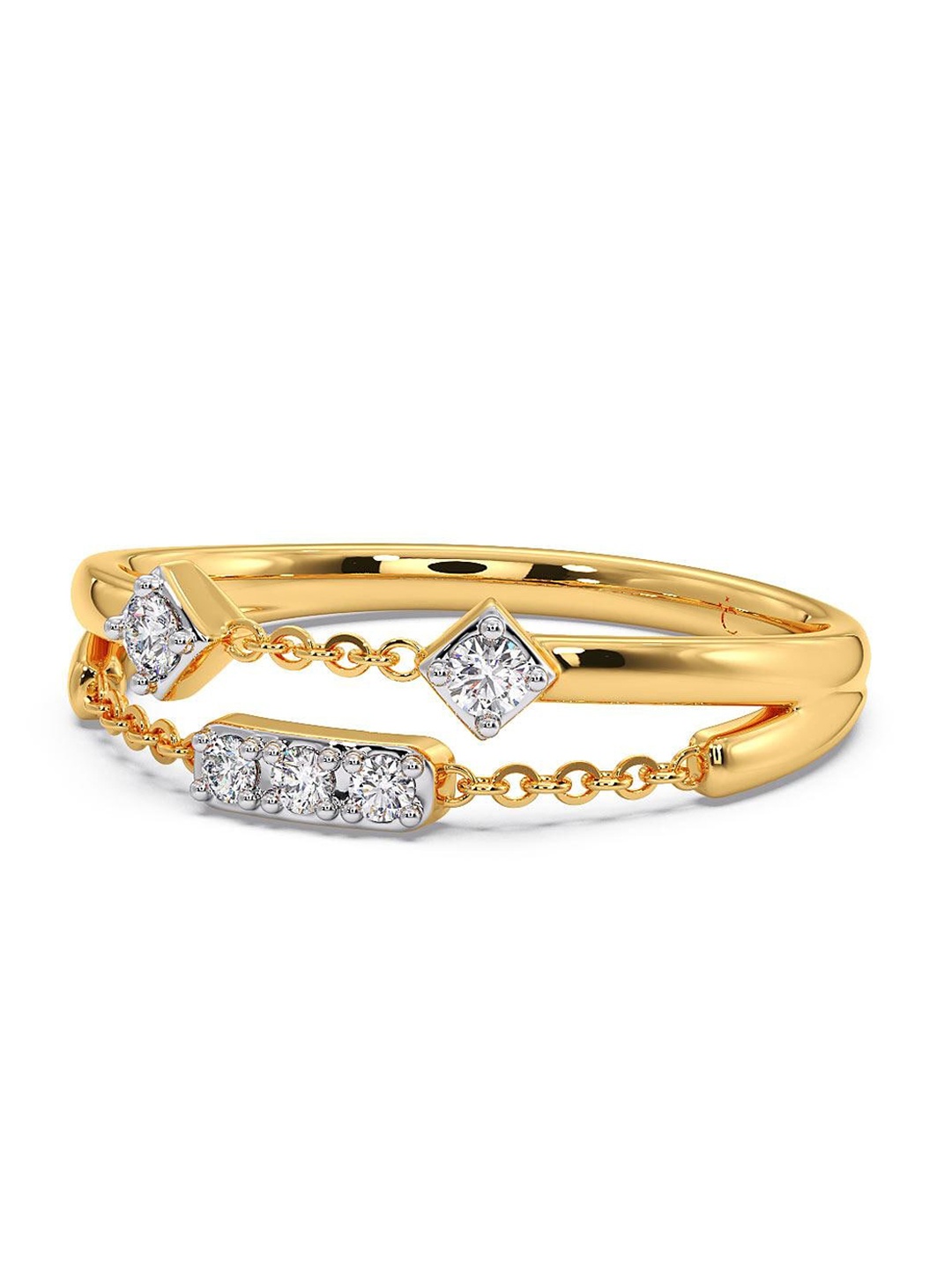 

CANDERE A KALYAN JEWELLERS COMPANY CZ Studded 14KT Gold Ring-2.29 g