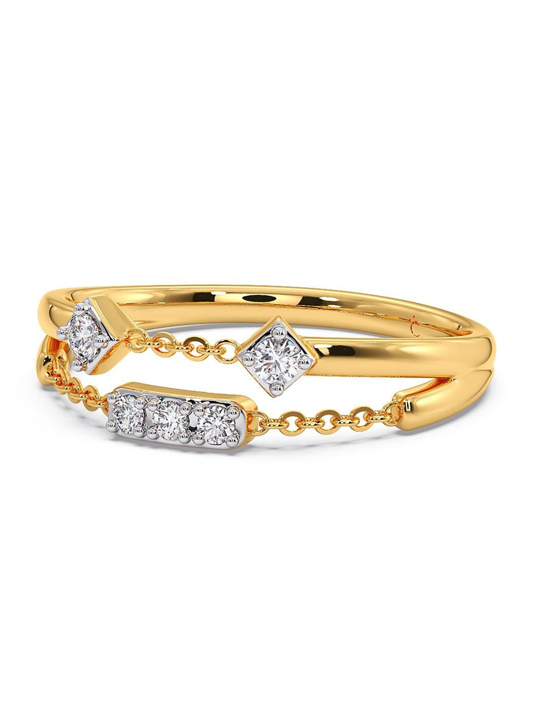 

CANDERE A KALYAN JEWELLERS COMPANY 14KT CZ-Studded Gold Ring- 2.41 gm