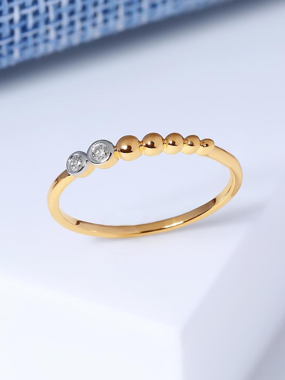 

CANDERE A KALYAN JEWELLERS COMPANY 14KT CZ-Studded Gold Ring- 1.52gm