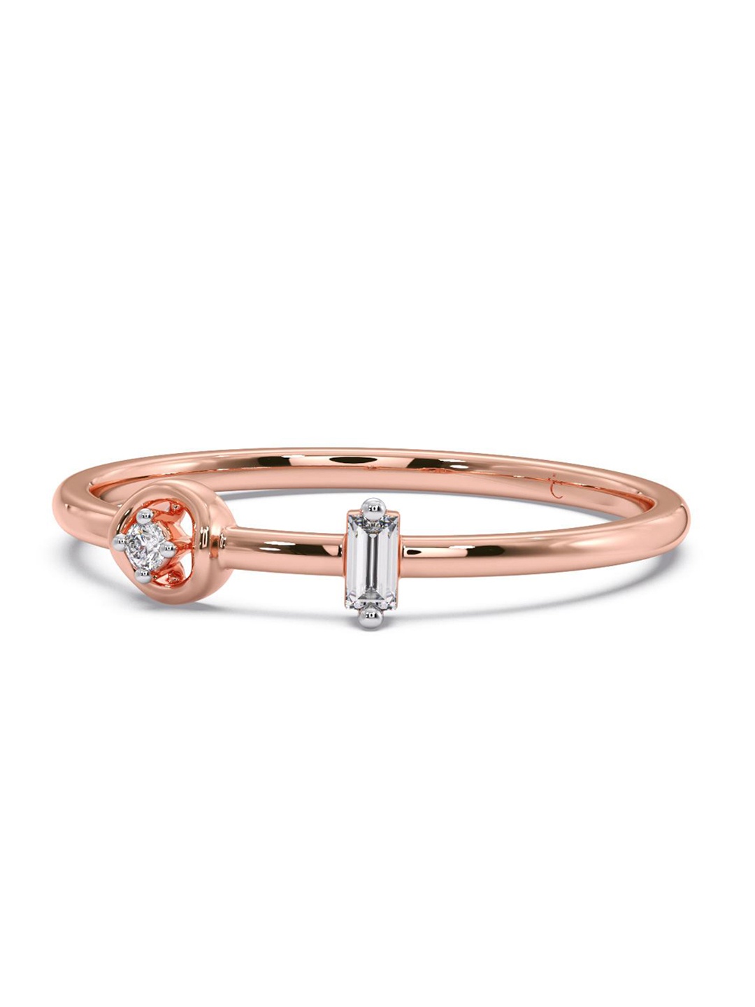 

CANDERE A KALYAN JEWELLERS COMPANY CZ Studded 14KT Rose Gold Ring-1.39gm