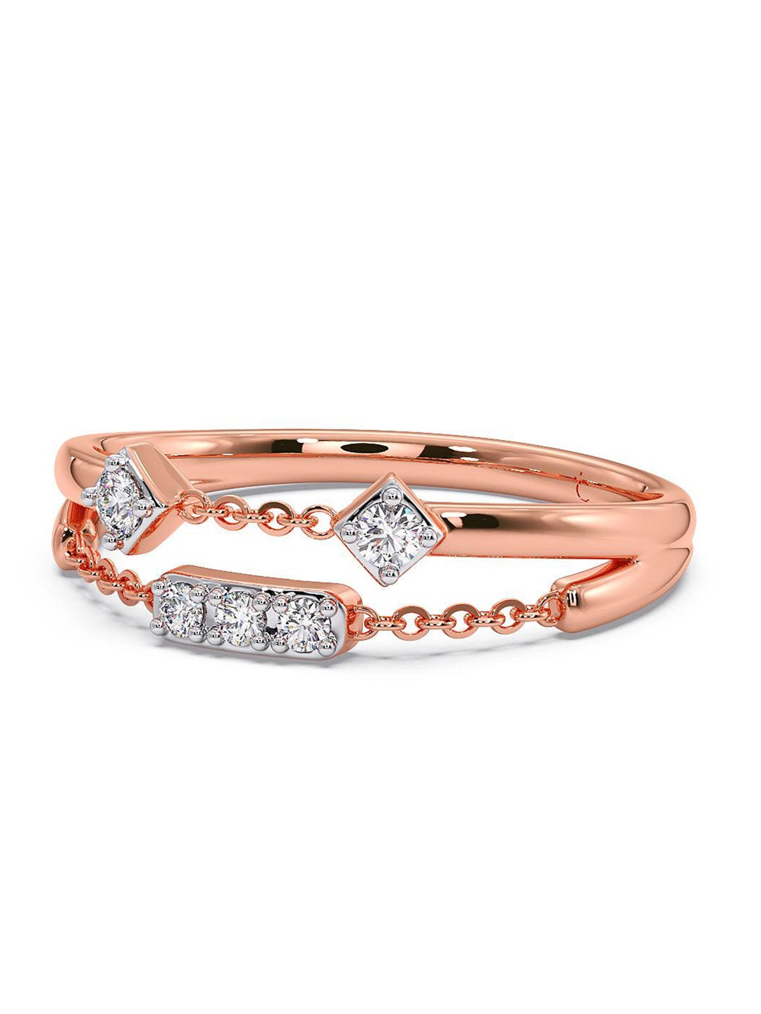 

CANDERE A KALYAN JEWELLERS COMPANY CZ Studded 14KT Rose Gold Ring-1.77 g
