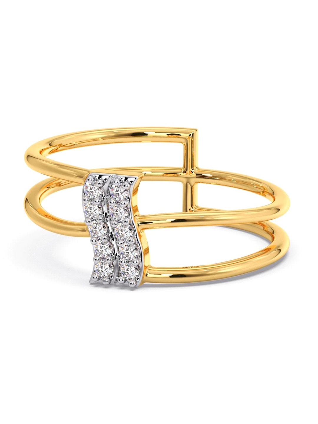 

CANDERE A KALYAN JEWELLERS COMPANY CZ Studded 14KT Gold Ring-2.08 g