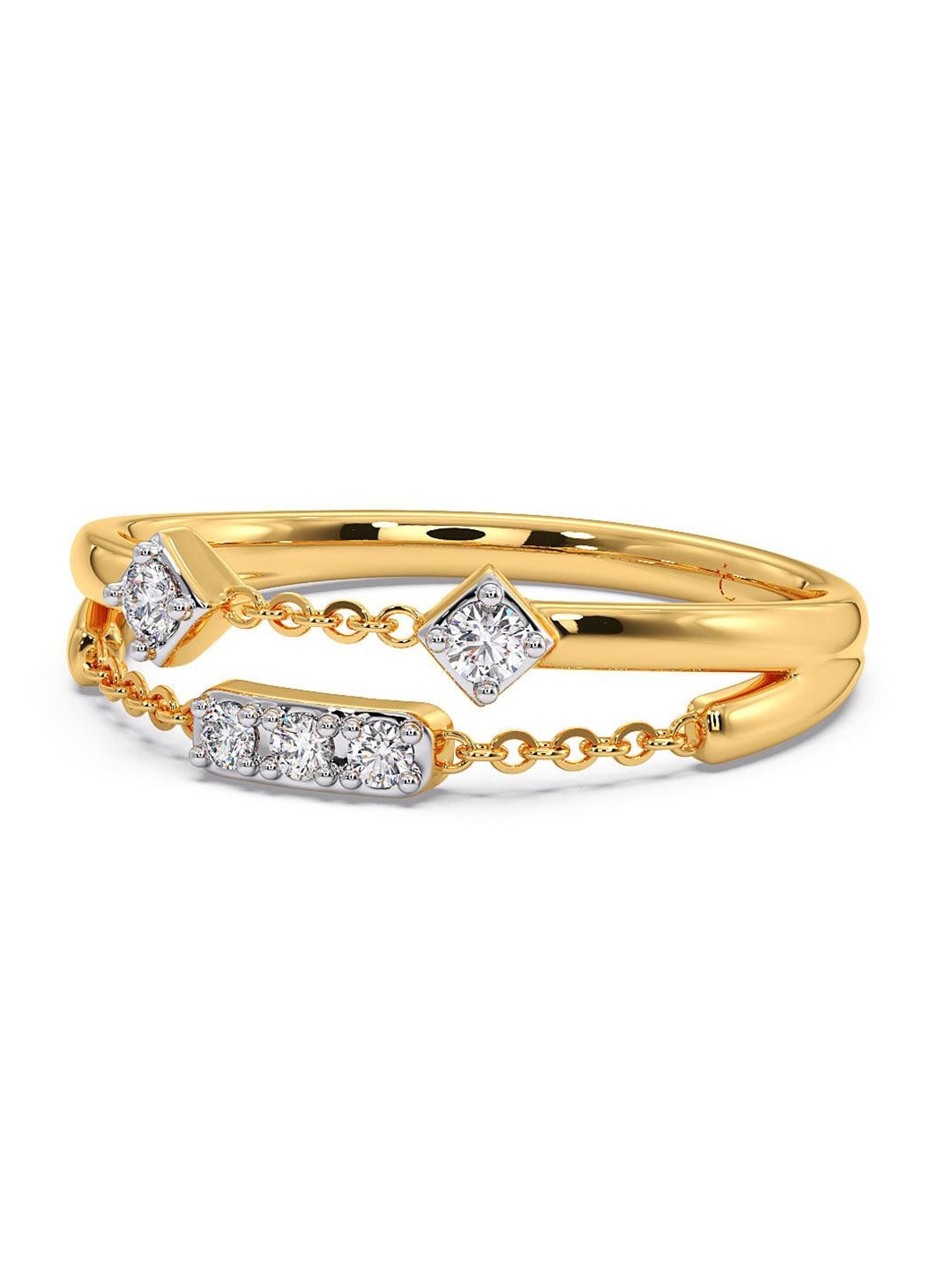 

CANDERE A KALYAN JEWELLERS COMPANY CZ Studded 14KT Gold Ring- 1.7gm