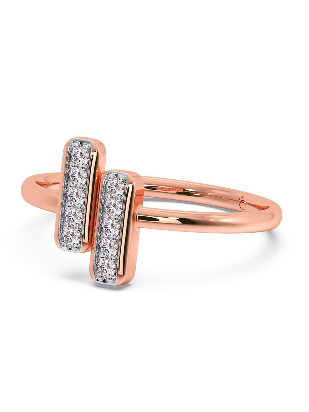 

CANDERE A KALYAN JEWELLERS COMPANY CZ Studded 14KT Rose Gold Ring-2.12gm