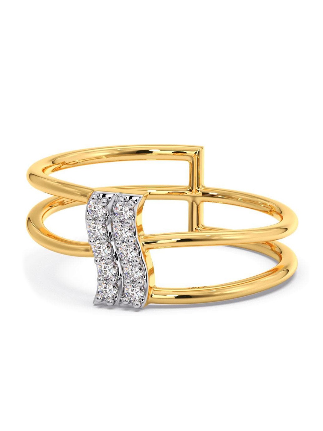 

CANDERE A KALYAN JEWELLERS COMPANY CZ Studded 14KT Gold Ring-1.97gm