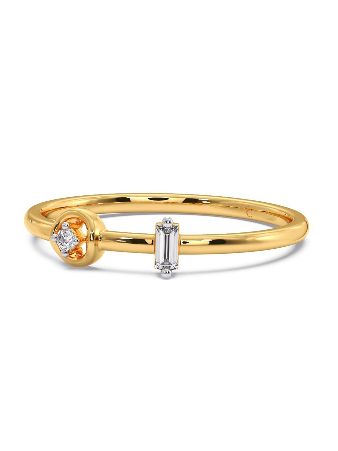

CANDERE A KALYAN JEWELLERS COMPANY CZ Studded 14KT Gold Ring-1.27gm