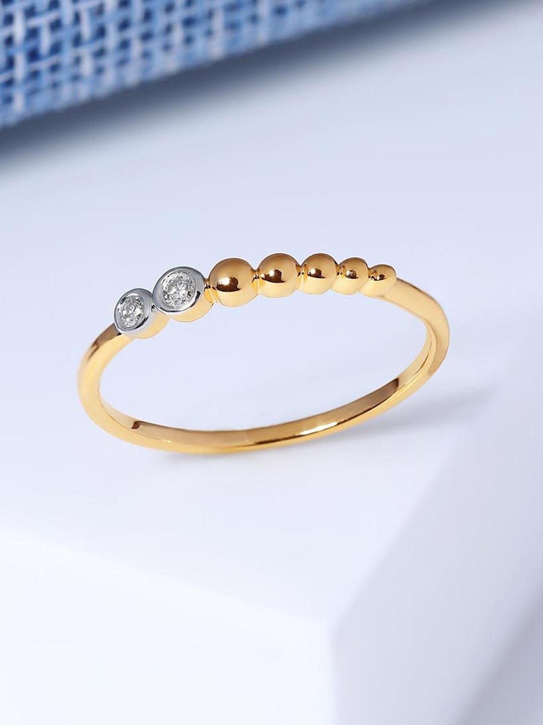 

CANDERE A KALYAN JEWELLERS COMPANY CZ Studded 14KT Gold Ring- 1.23 g