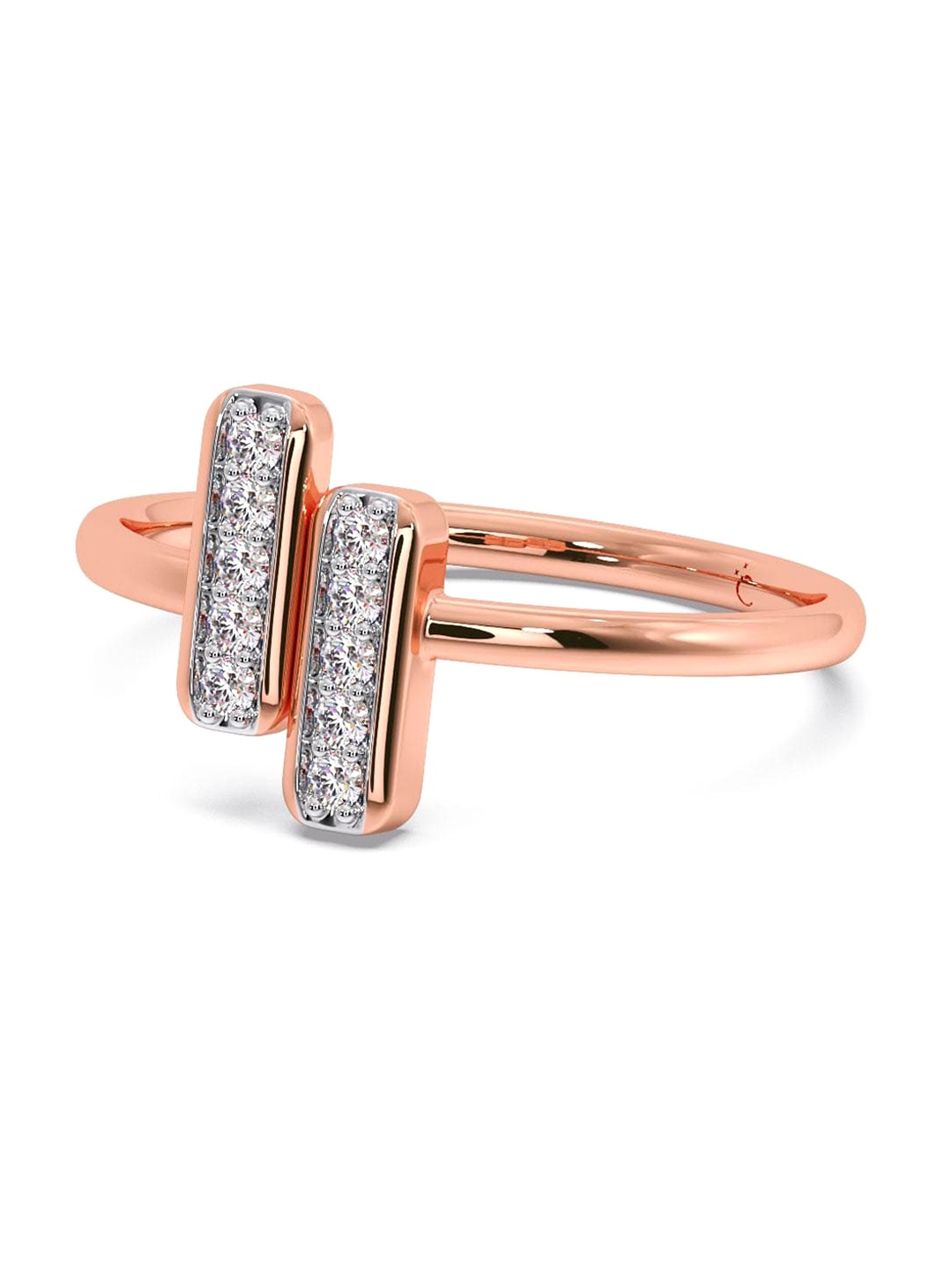 

CANDERE A KALYAN JEWELLERS COMPANY CZ Studded 14KT Rose Gold Ring-1.85 gm