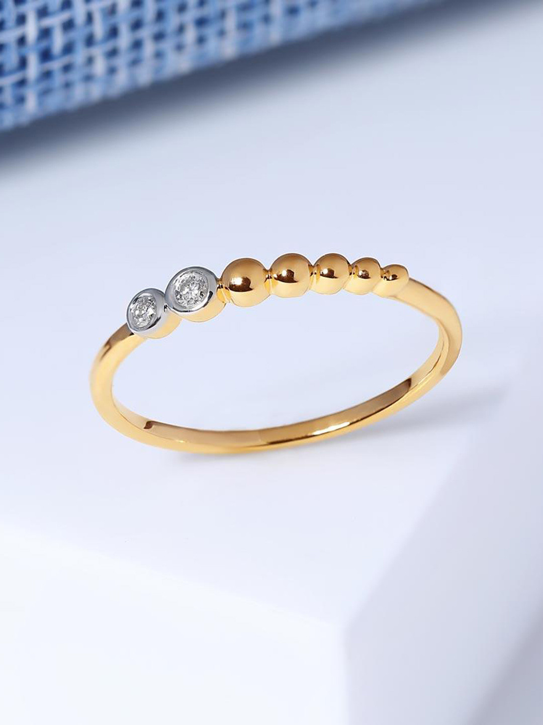 

CANDERE A KALYAN JEWELLERS COMPANY Cubic Zirconia Studded 14KT Gold Finger Ring-1.41gm