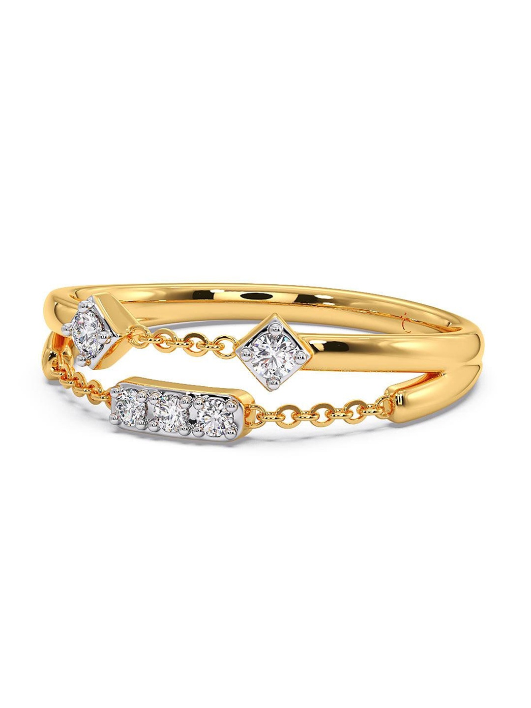 

CANDERE A KALYAN JEWELLERS COMPANY Cubic Zirconia Studded 14KT Gold Finger Ring-2.16gm
