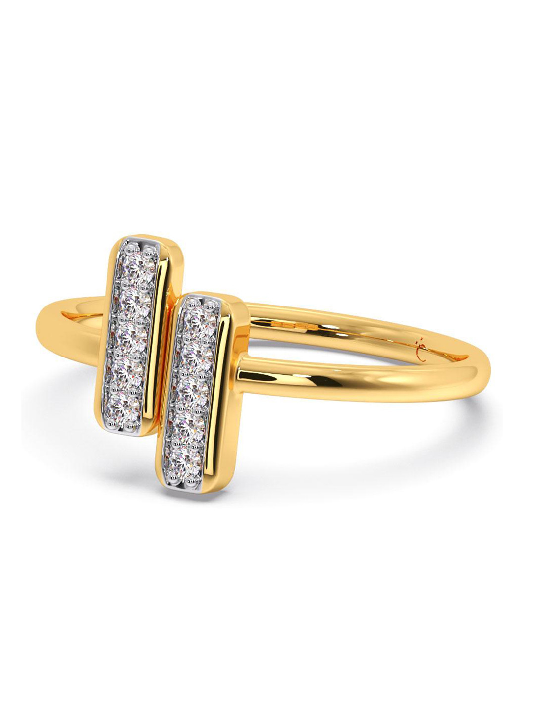 

CANDERE A KALYAN JEWELLERS COMPANY CZ Studded 14KT Gold Ring-2.19gm