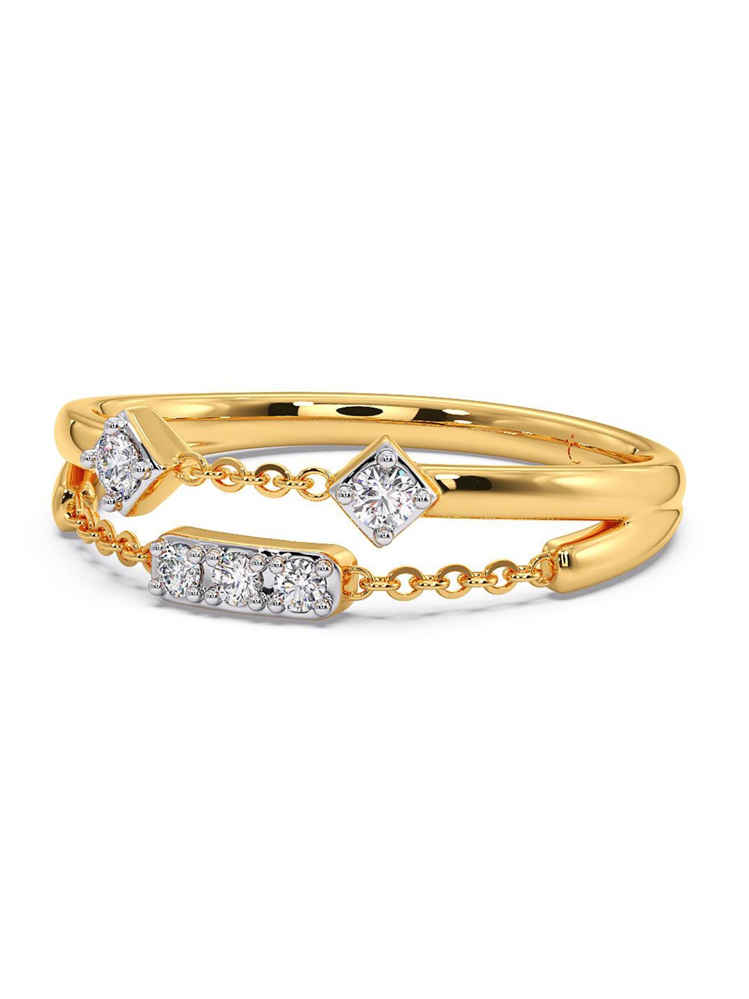 

CANDERE A KALYAN JEWELLERS COMPANY 14KT CZ-Studded Gold Ring- 1.77gm