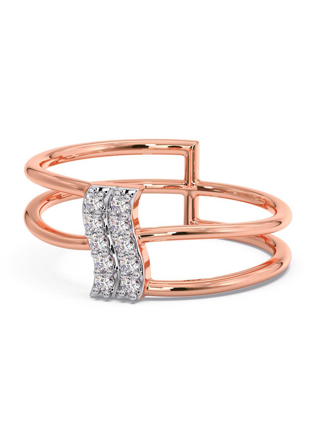 

CANDERE A KALYAN JEWELLERS COMPANY 14KT Rose Gold Diamond Finger Ring-1.73 g