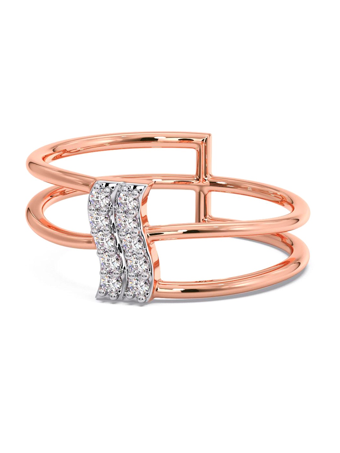 

CANDERE A KALYAN JEWELLERS COMPANY CZ Studded 14KT Rose Gold Ring- 2.08 g