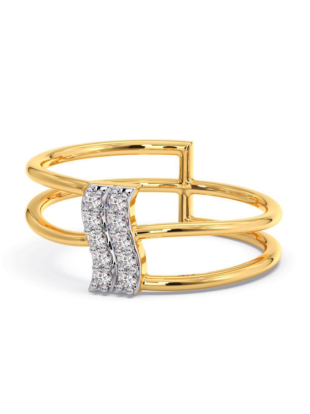 

CANDERE A KALYAN JEWELLERS COMPANY CZ Studded 14KT Gold Ring-1.83 g