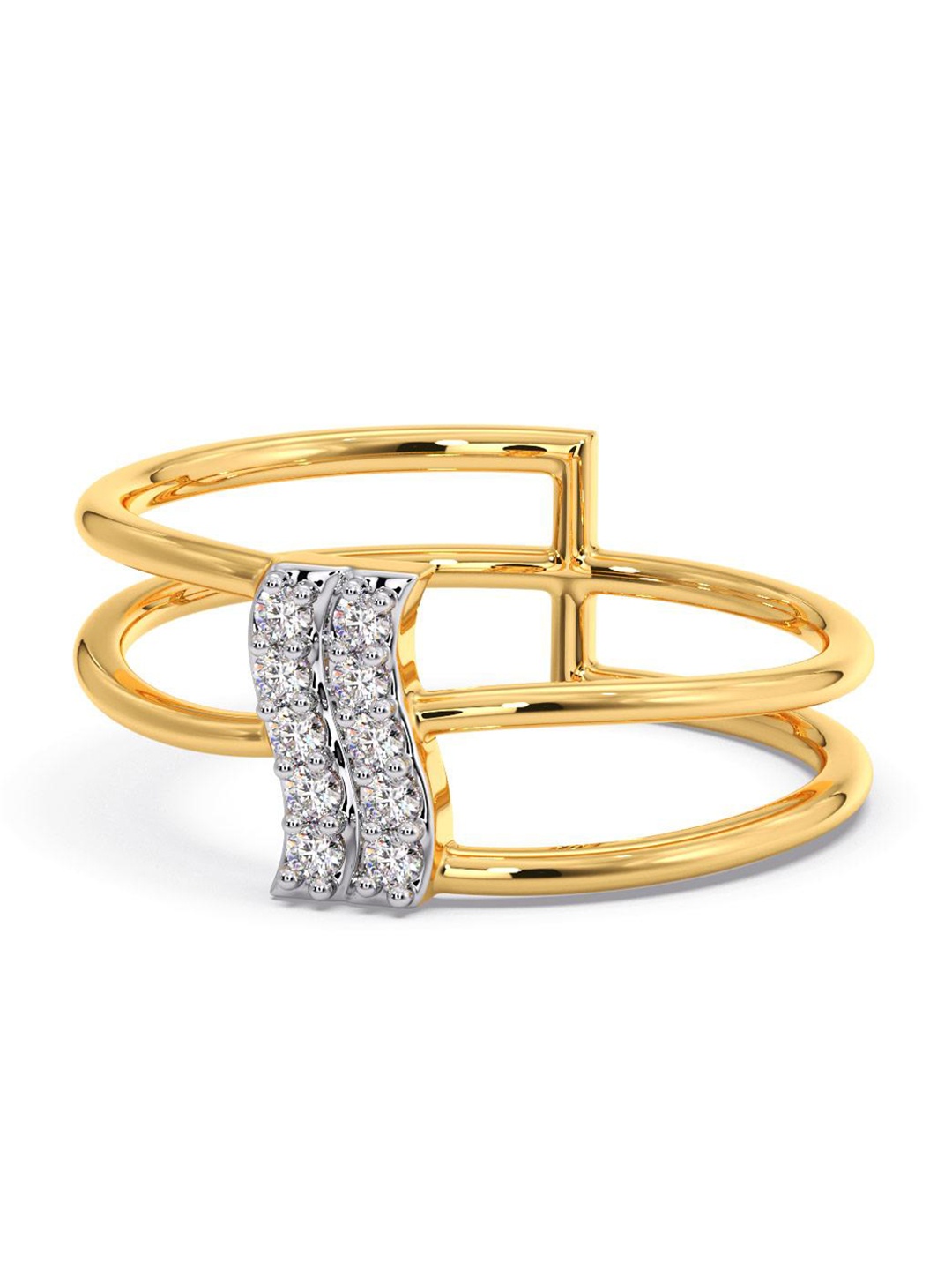 

CANDERE A KALYAN JEWELLERS COMPANY 14KT Cubic Zirconia-Studded Gold Ring -1.86 gm