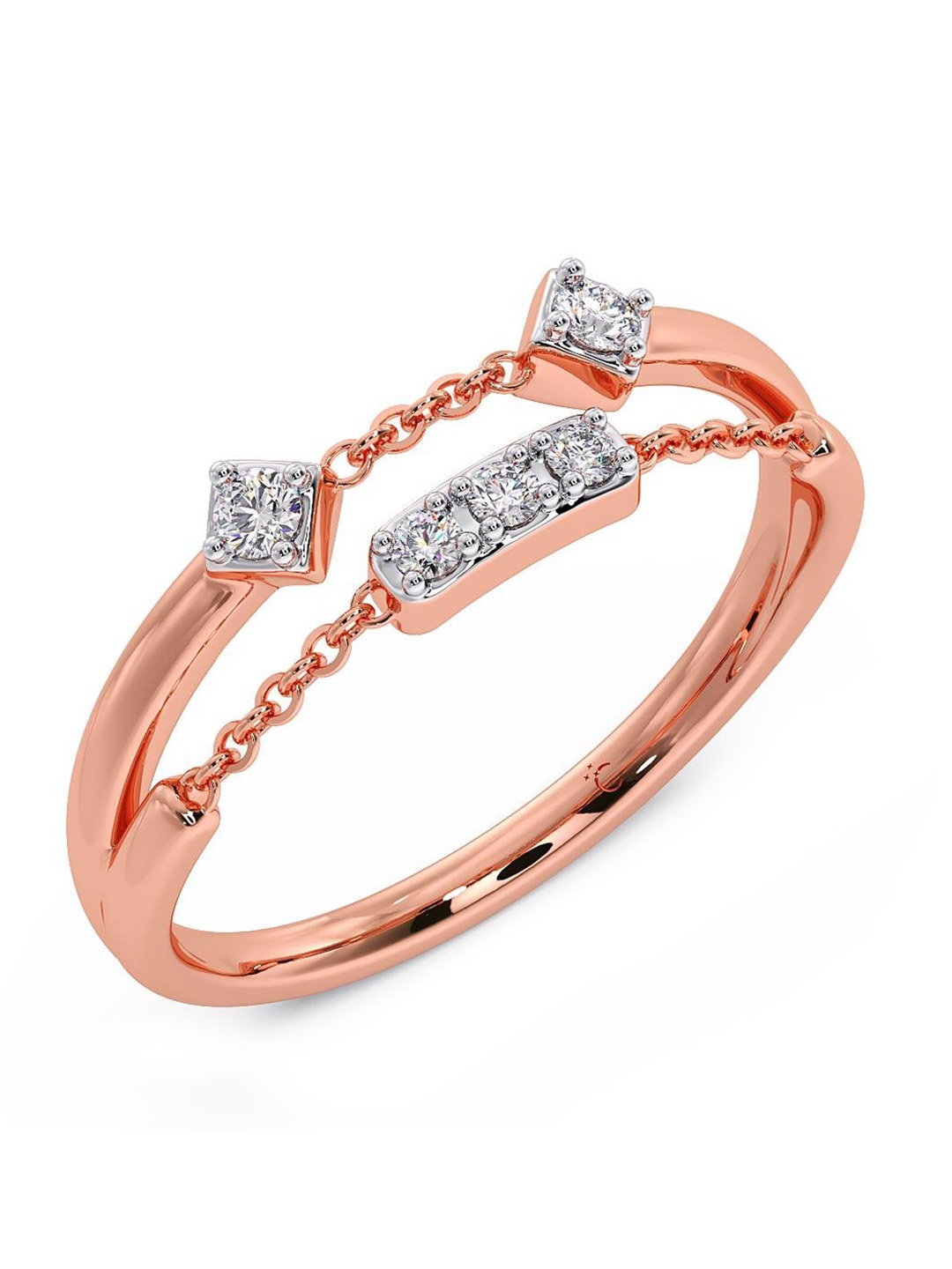 

CANDERE A KALYAN JEWELLERS COMPANY CZ Studded 14KT Rose Gold Ring-1.87 gm
