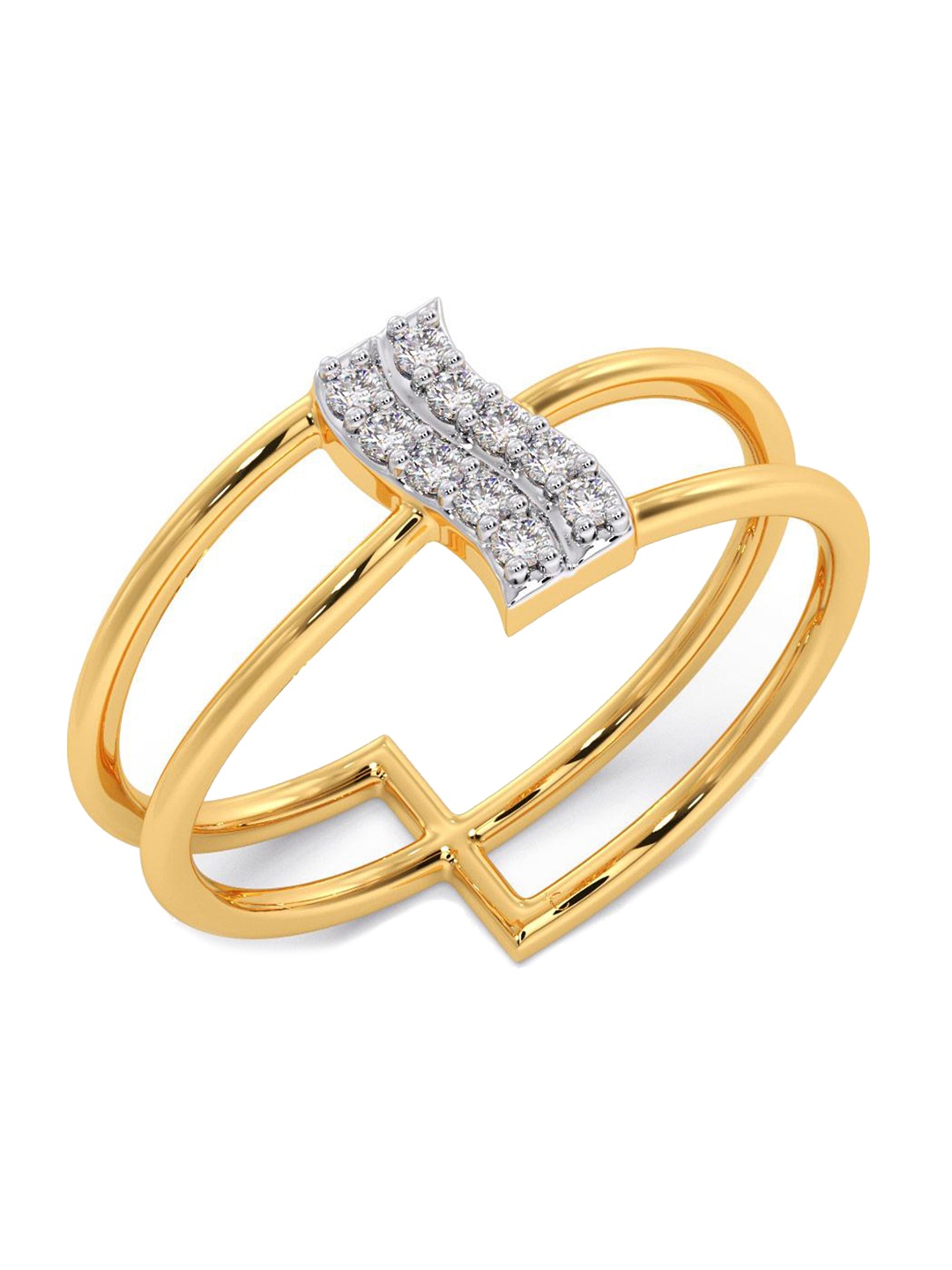 

CANDERE A KALYAN JEWELLERS COMPANY Cubic Zirconia Studded 14KT Gold Finger Ring-1.93gm