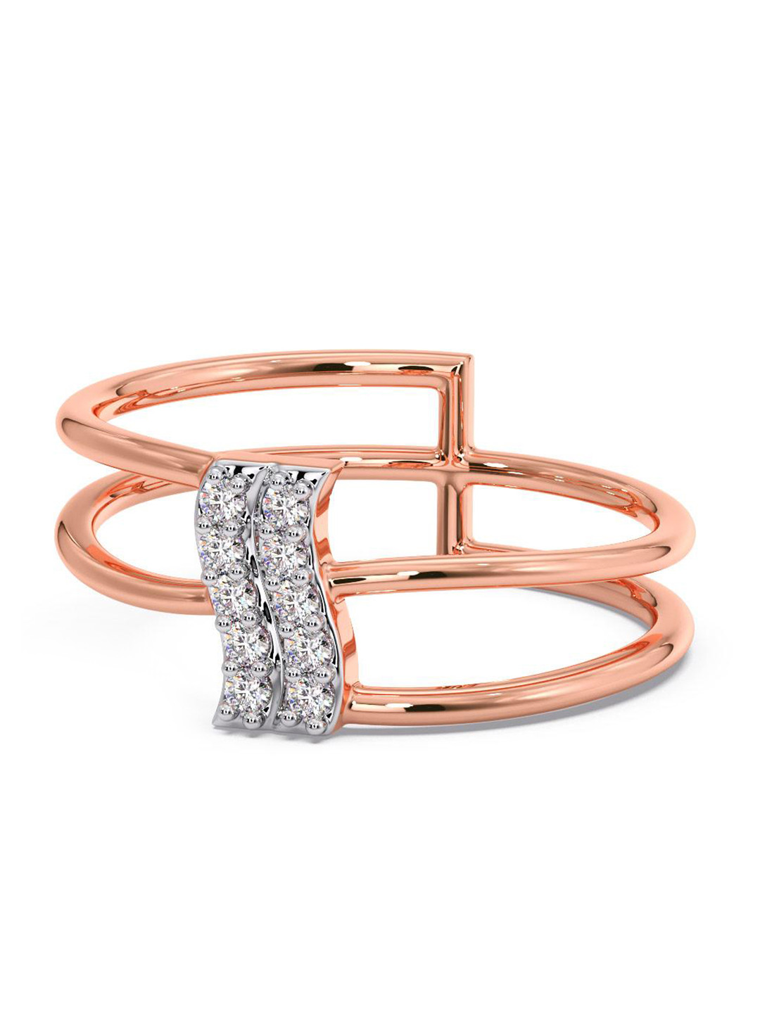 

CANDERE A KALYAN JEWELLERS COMPANY CZ Studded 14KT Rose Gold Finger Ring-1.77 g