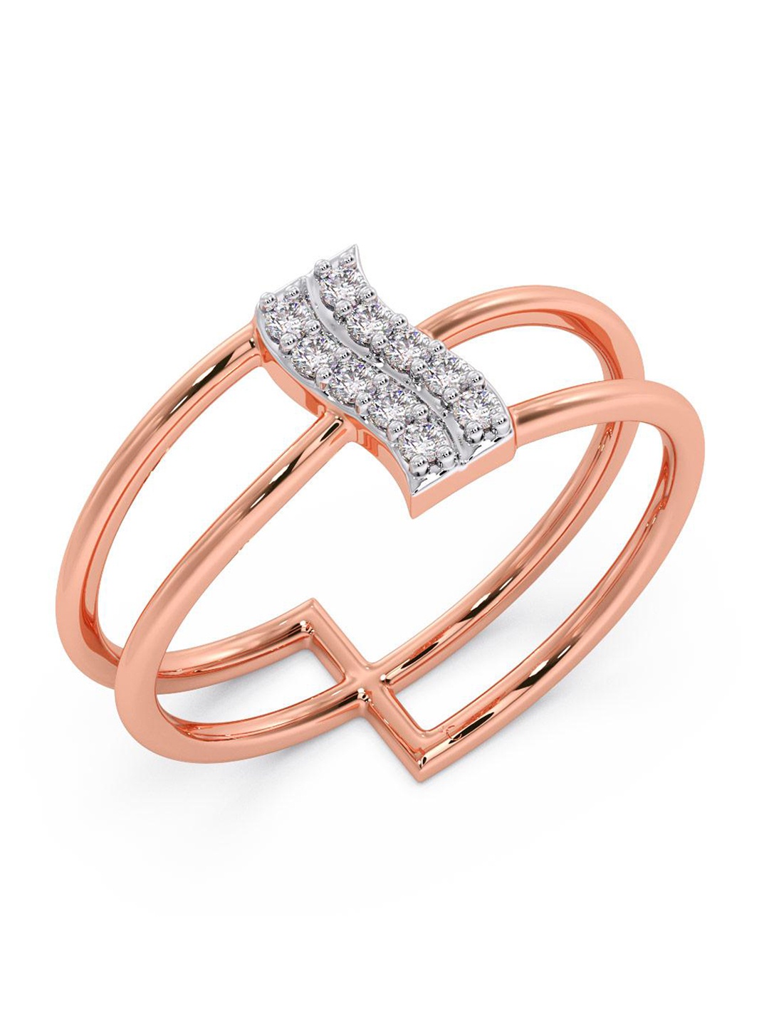 

CANDERE A KALYAN JEWELLERS COMPANY CZ Studded 14KT Rose Gold Finger Ring-2 g