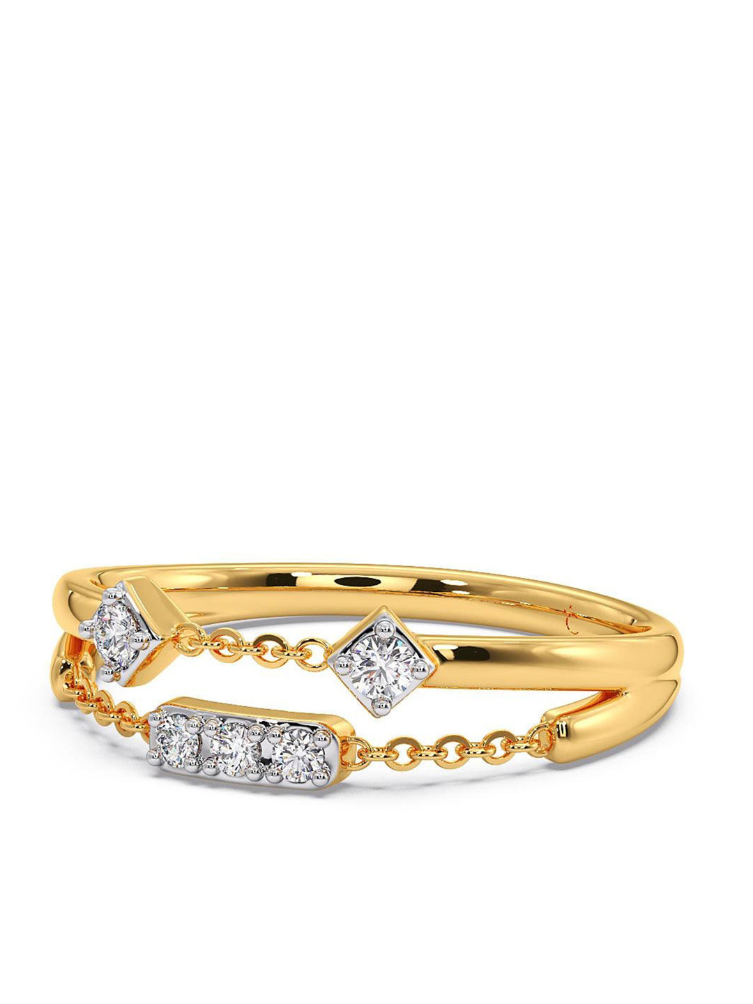 

CANDERE A KALYAN JEWELLERS COMPANY CZ Studded 14KT Gold Ring-2.51 g