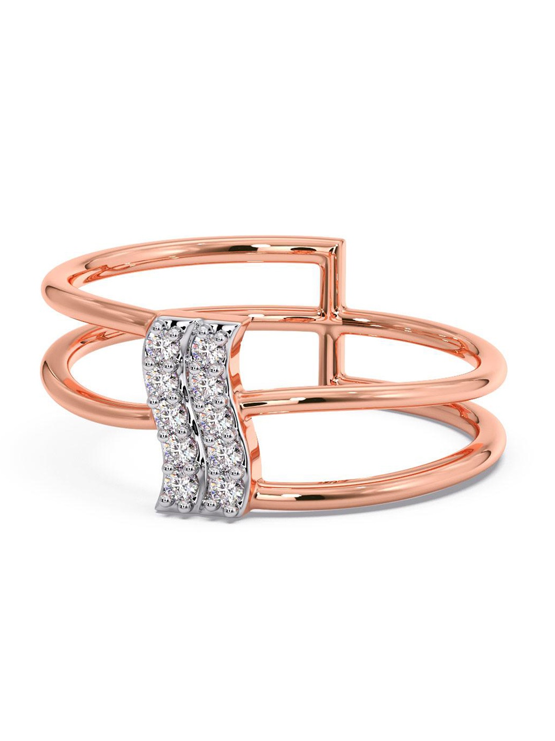 

CANDERE A KALYAN JEWELLERS COMPANY 18KT Rose Gold Diamond Finger Ring-1.89 g