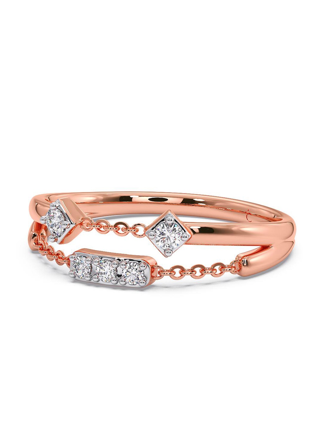 

CANDERE A KALYAN JEWELLERS COMPANY CZ Studded 14KT Rose Gold Finger Ring 2.02 g