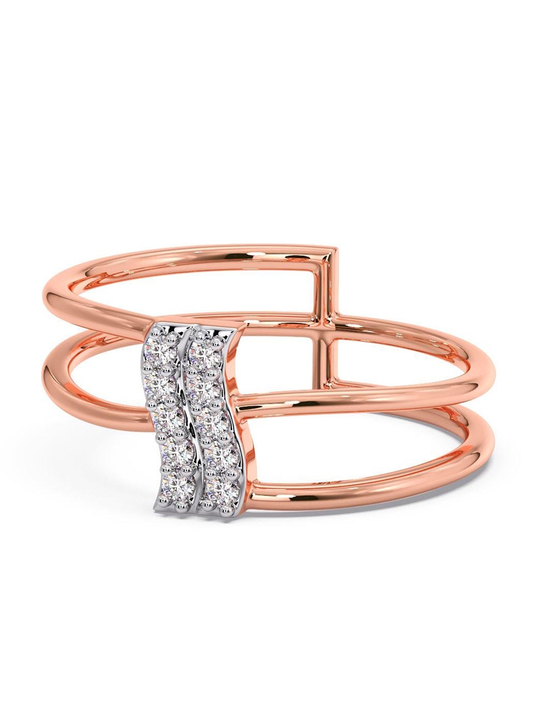 

CANDERE A KALYAN JEWELLERS COMPANY CZ Studded 14KT Rose Gold Finger Ring 2.04 g