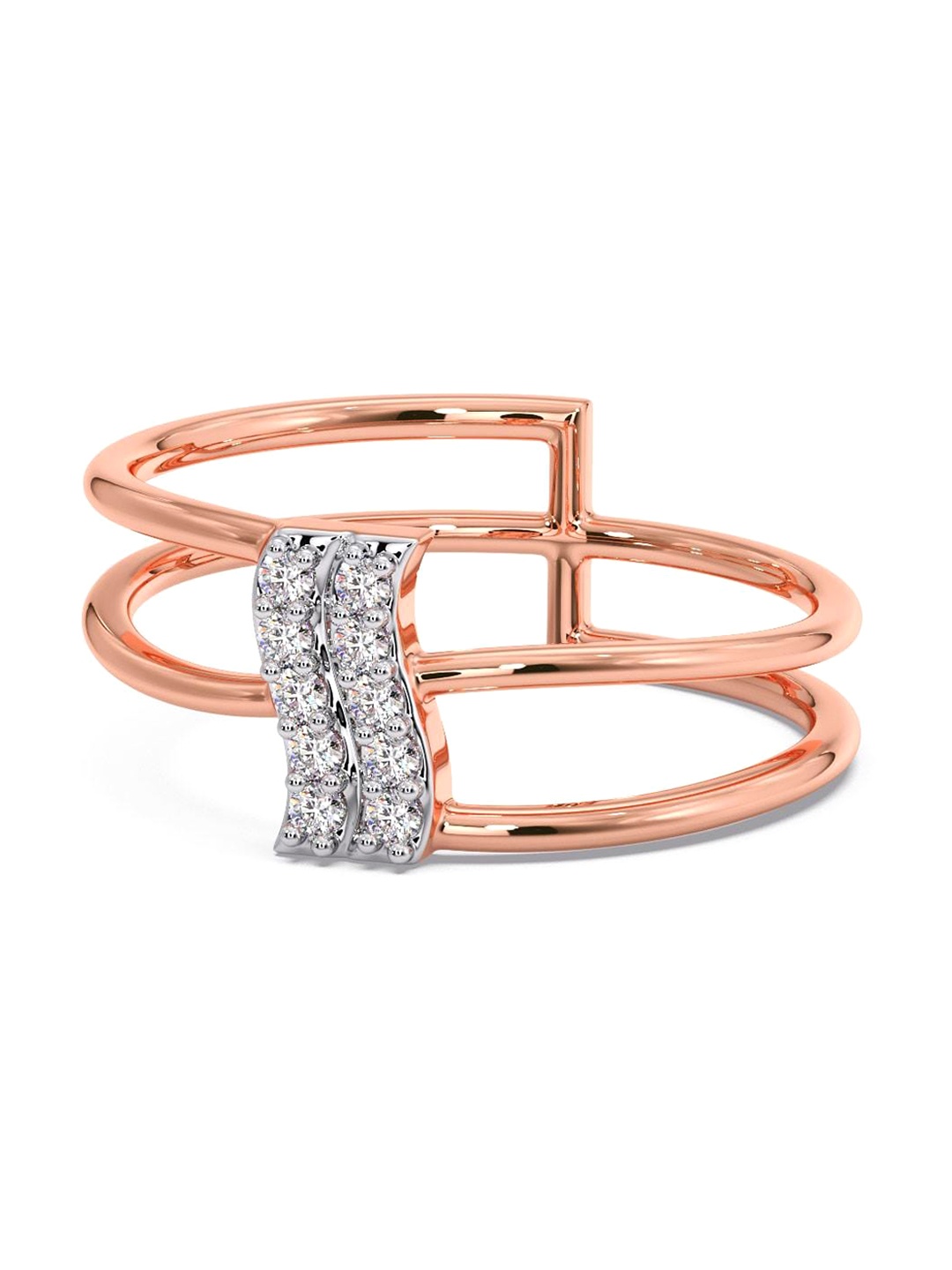 

CANDERE A KALYAN JEWELLERS COMPANY 14KT Rose Gold CZ-Studded Ring - 1.86 g