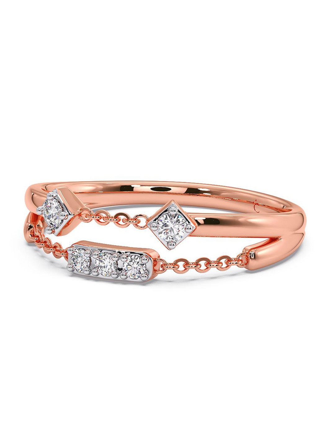 

CANDERE A KALYAN JEWELLERS COMPANY CZ Studded 14KT Rose Gold Ring-2.2gm