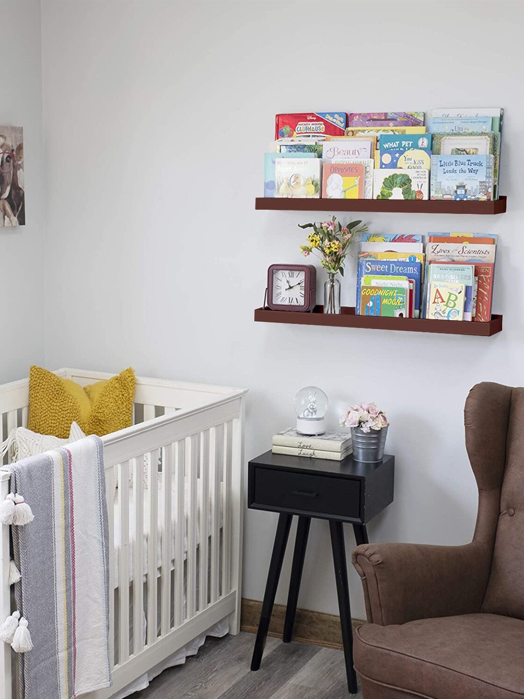 

Home Sparkle 2 Pieces Floating Book Shelves, Brown