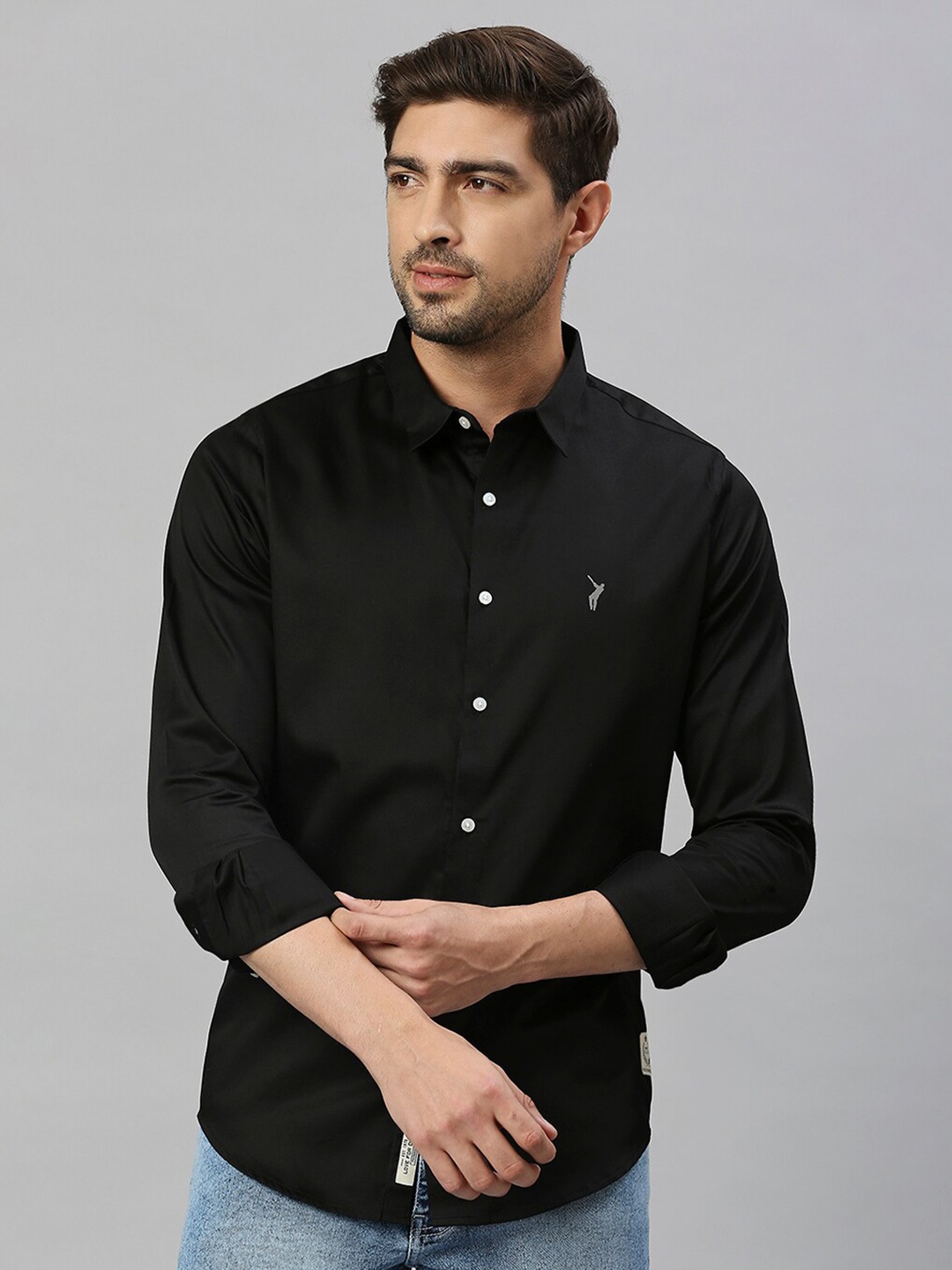 

Thomas Scott Spread Collar Classic Slim Fit Casual Shirt, Black