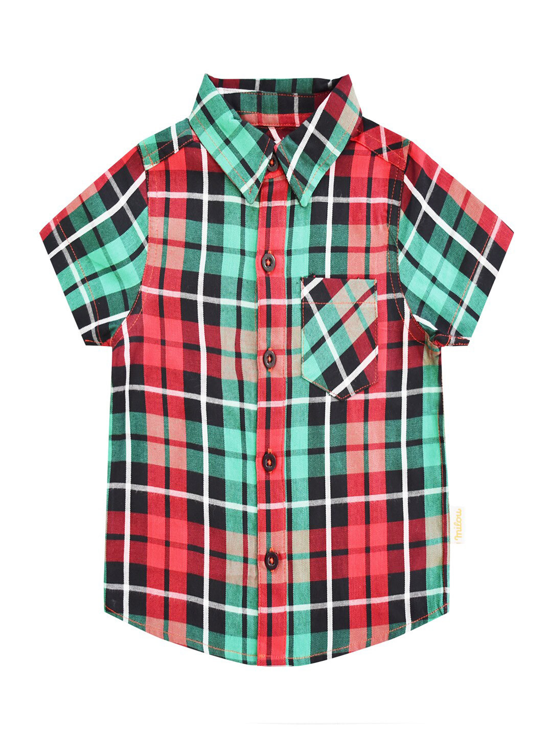 

milou Boys Other Checks Cotton Casual Shirt, Green
