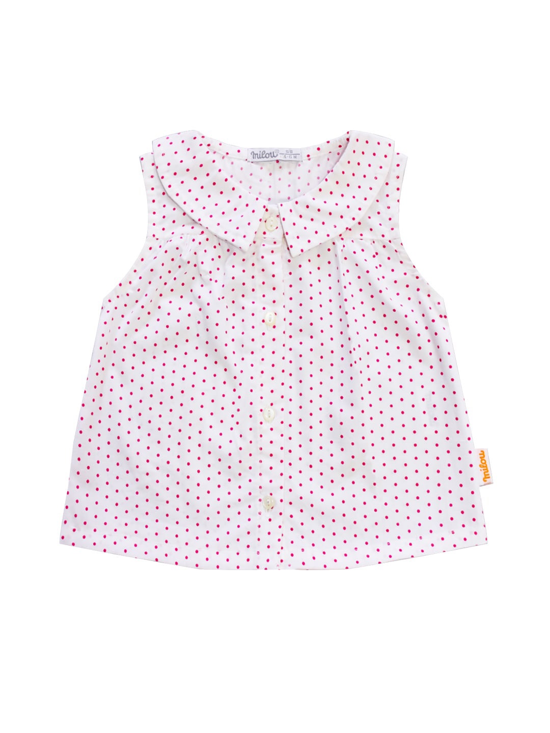 

milou Infants Girls Polka Dots Printed Pure Cotton A-line Dresses, White