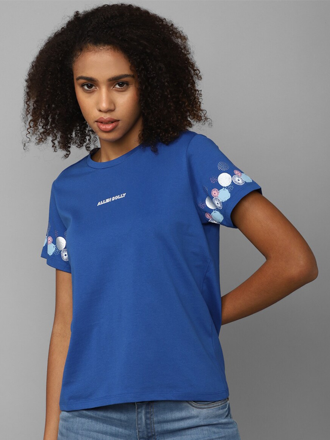 

Allen Solly Woman Graphic Printed Pure Cotton T-Shirt, Blue